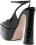 Le Silla Nina 170mm crocodile-effect sling back pumps Black - Thumbnail 3