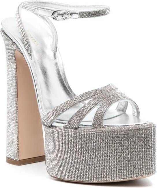 Le Silla Nina 170mm crystal-embellished platform sandals Silver