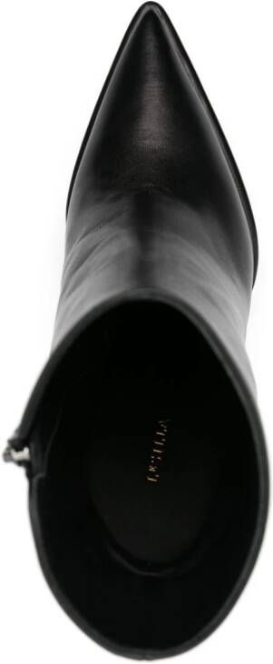 Le Silla Nina 170mm platform leather boots Black