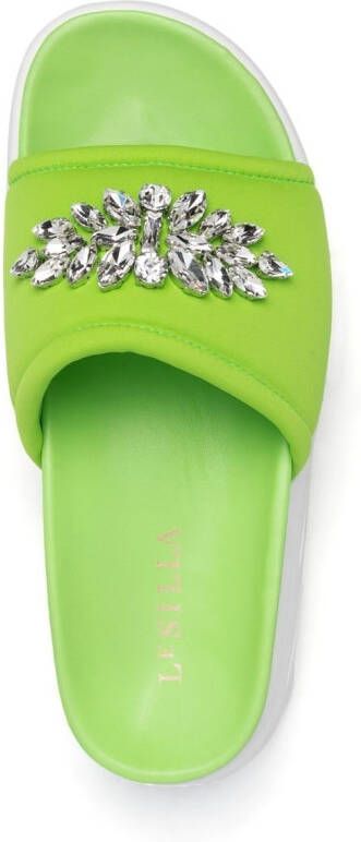 Le Silla Poolside crystal-embellished sandals Green