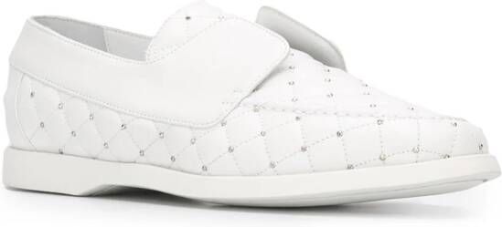 Le Silla quilted style stud detail loafers White
