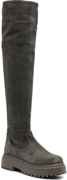 Le Silla Ranger suede-leather thigh-high boots Grey