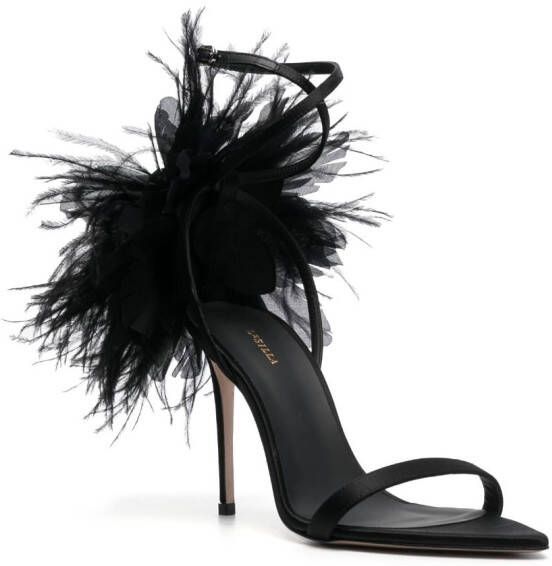Le Silla Rose 110mm feather-detailing sandals Black