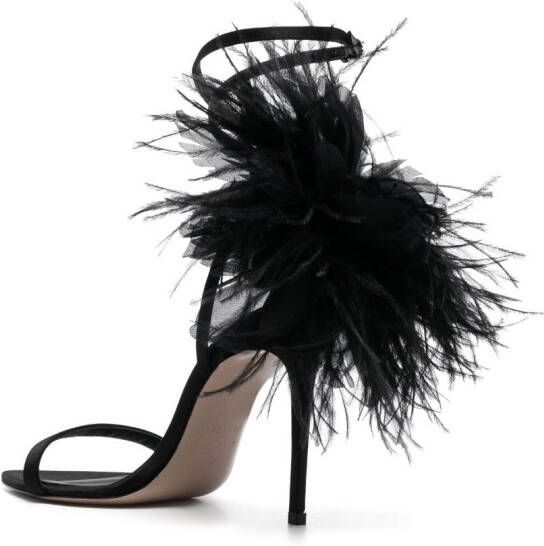 Le Silla Rose 110mm feather-detailing sandals Black