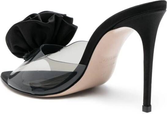 Le Silla Rose 110mm floral-appliqué mules Black