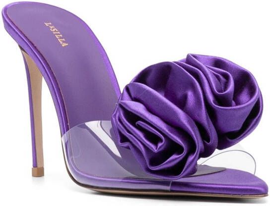 Le Silla Rose 110mm floral-appliqué sandals Purple