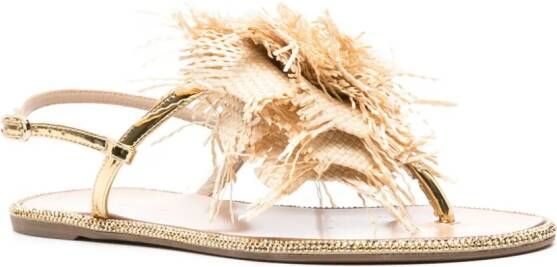 Le Silla Rose raffia-weave flat sandals Neutrals