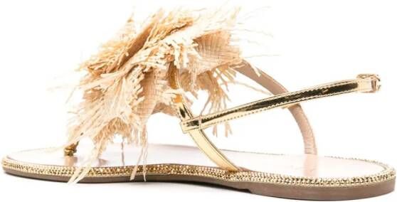 Le Silla Rose raffia-weave flat sandals Neutrals