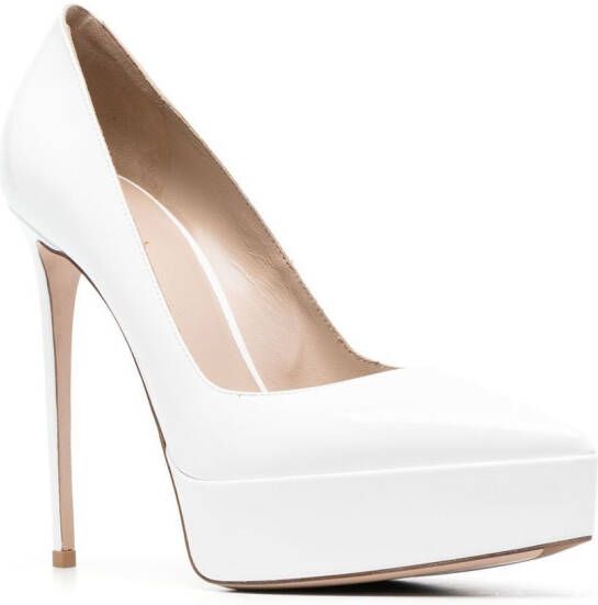 Le Silla Uma 130mm leather platform pumps White