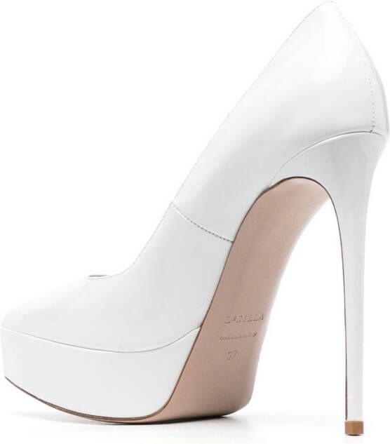 Le Silla Uma 130mm leather platform pumps White