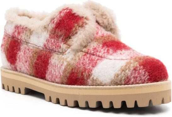 Le Silla Yacht check-pattern felted loafers Red