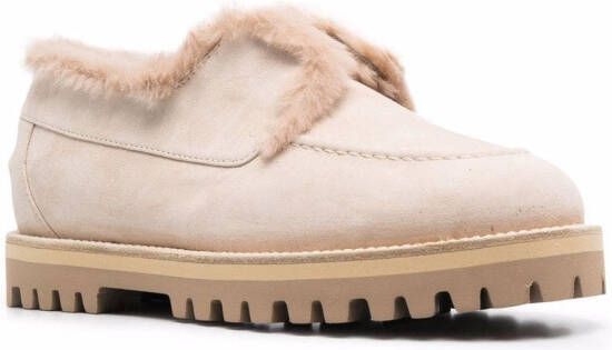 Le Silla Yacht shearling-lined suede loafers Neutrals