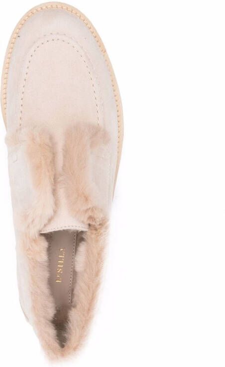Le Silla Yacht shearling-lined suede loafers Neutrals