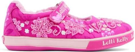 Lelli Kelly logo-embroidered bead-embellished sneakers Pink