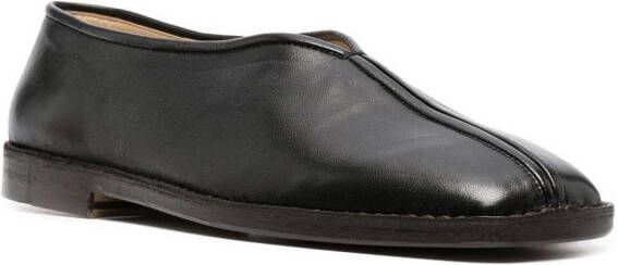 LEMAIRE 20mm square-toe piped leather loafers Black