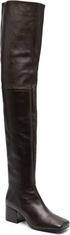 LEMAIRE 60mm leather thigh-high boots Brown