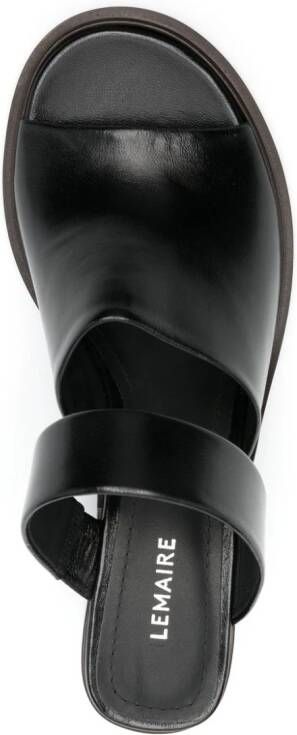LEMAIRE 70mm Double Strap leather mule Black