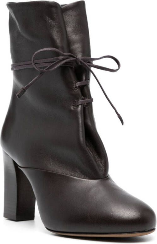 LEMAIRE 80mm lace-up leather boots Brown