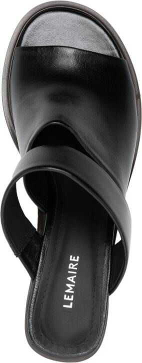LEMAIRE Double Strap 55mm leather mules Black