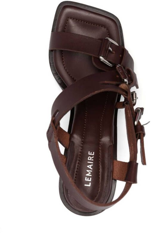 LEMAIRE multiple-strap 100mm leather sandals Brown