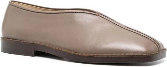LEMAIRE piped-detail square-toe loafers Brown