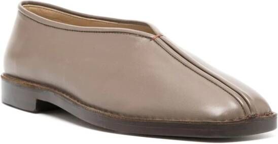 LEMAIRE piped leather slippers Brown