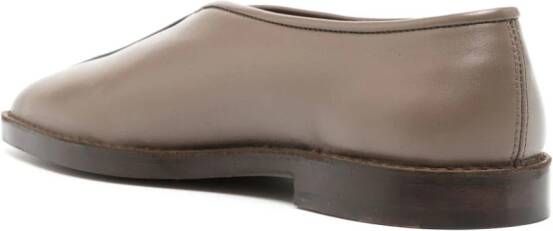 LEMAIRE piped leather slippers Brown