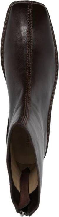 LEMAIRE square-toe leather ankle boots Brown