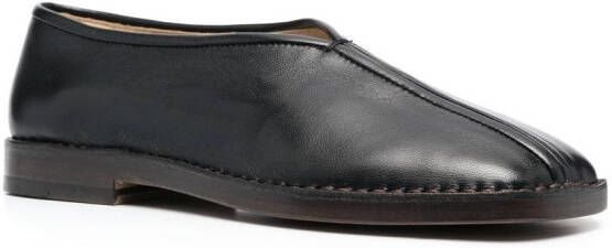 LEMAIRE square-toe leather loafers Black