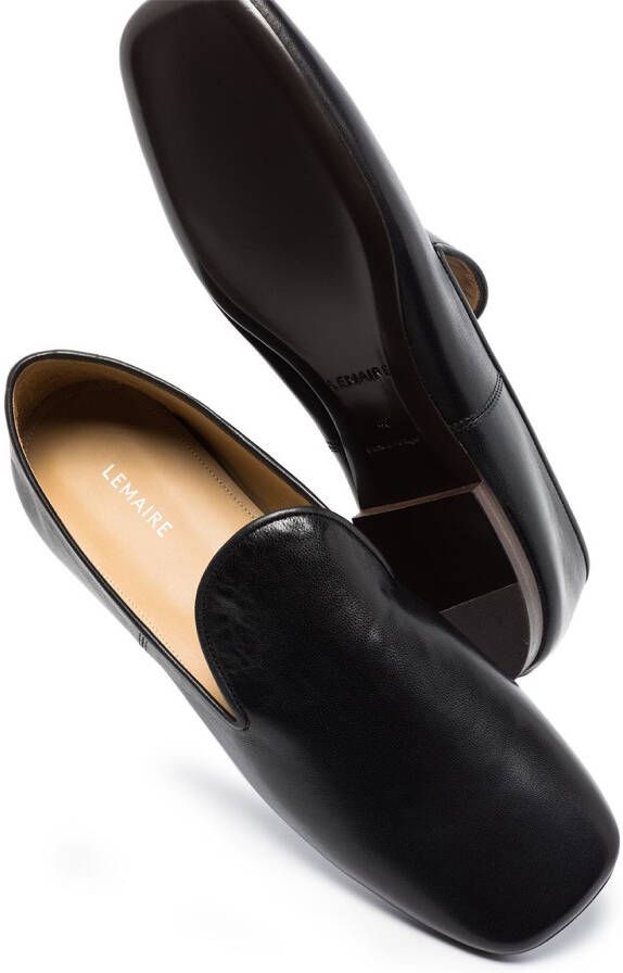 LEMAIRE square toe loafers Black