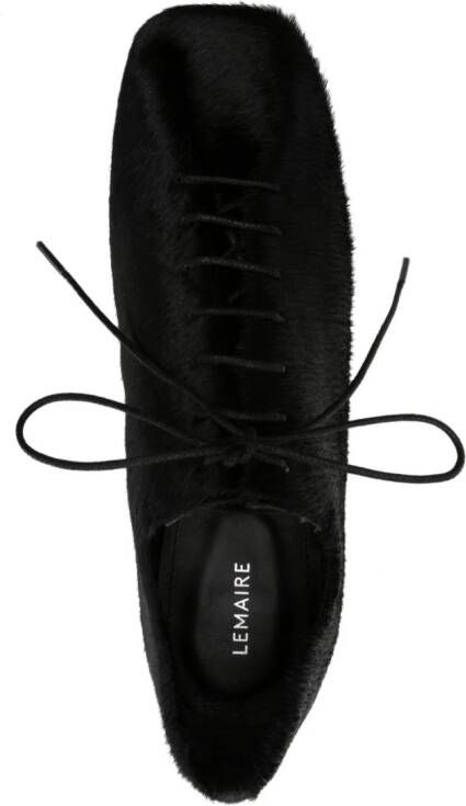 LEMAIRE square-toe pony-hair loafers Black