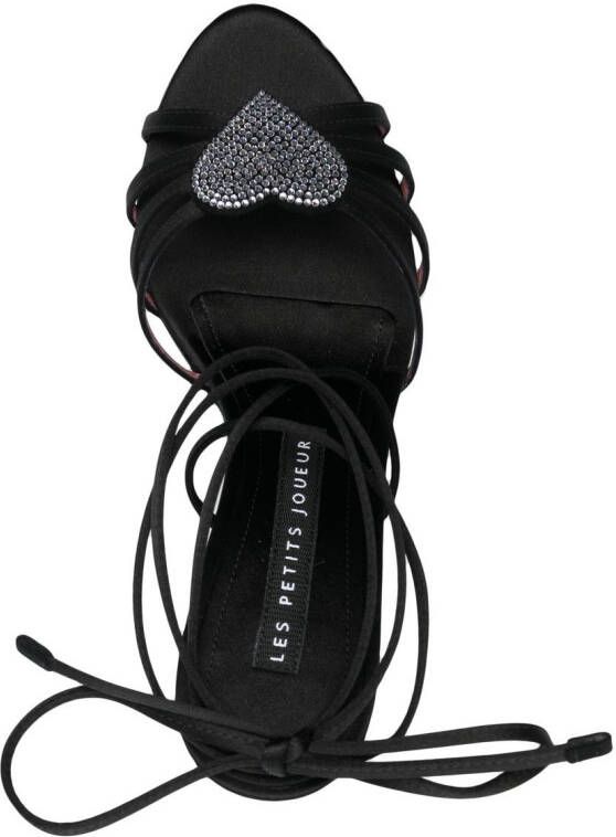 Les Petits Joueurs 95mm crystal-embellished heart sandals Black