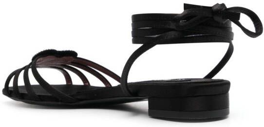 Les Petits Joueurs crystal-embellished heart sandals Black
