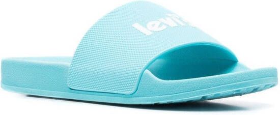 Levi's logo-print detail pool slides Blue