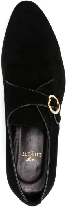 Lidfort almond-toe suede monk shoes Black