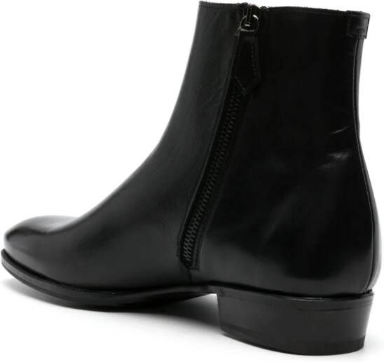 Lidfort zip-up leather ankle boots Black