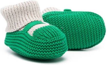 Little Bear knitted colour-block slippers Green
