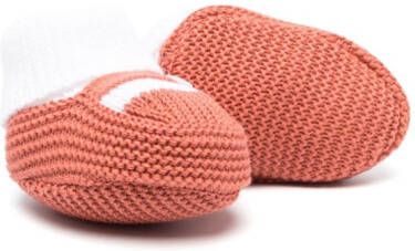 Little Bear two-tone knit slippers Brown