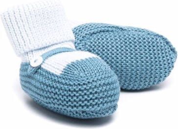 Little Bear virgin wool knitted slippers Blue