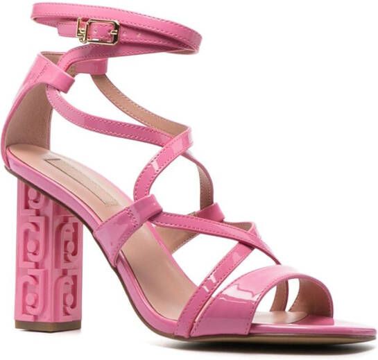 LIU JO 100mm patent-leather sandals Pink