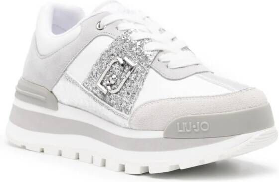 LIU JO Amazing glittery leather sneakers White