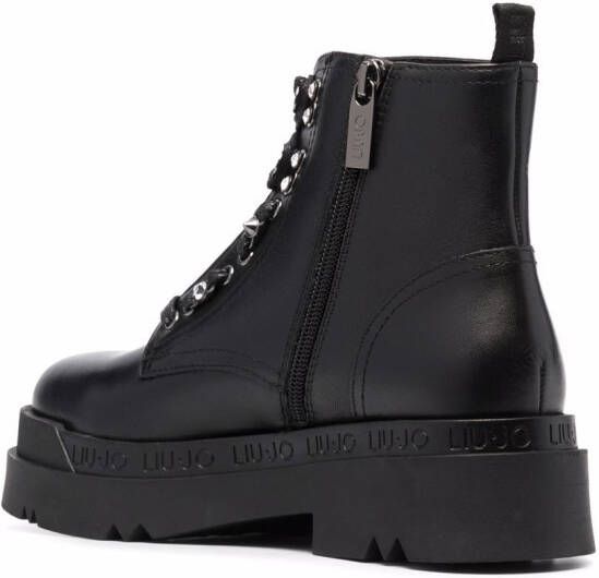 LIU JO calf leather lace-up boots Black