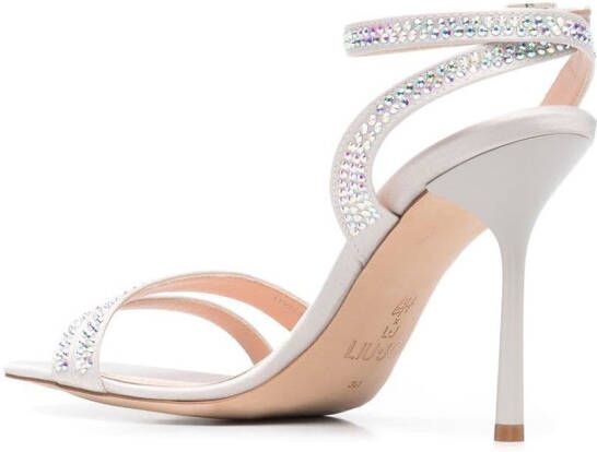 LIU JO crystal-embellished 105mm heel sandals Grey