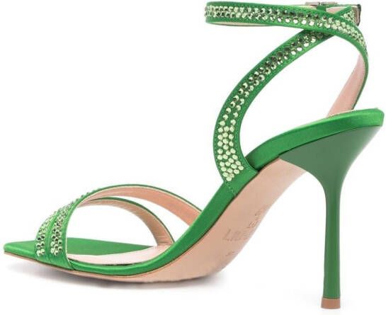 LIU JO crystal-embellished leather sandals Green