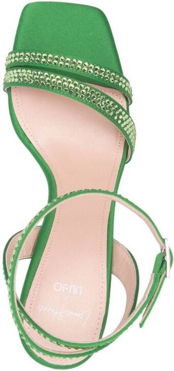 LIU JO crystal-embellished leather sandals Green