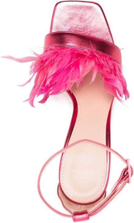 LIU JO feather-detail 100mm heel sandals Pink