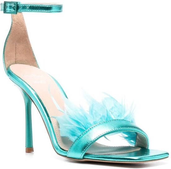 LIU JO feather-detailed 100mm heel sandals Blue