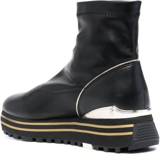LIU JO flatform logo-patch ankle boots Black