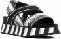 LIU JO Frida striped logo-print sandals Black - Thumbnail 2