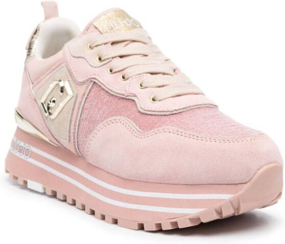 LIU JO logo-apliqué suede sneakers Pink